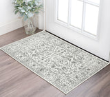 2' X 3' Ivory And Light Gray Floral Area Rug