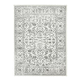 8' Ivory And Gray Floral Round Rug