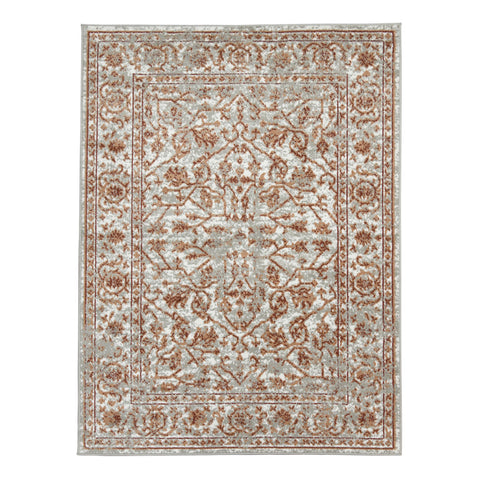 2' X 3' Ivory Gray And Rust Floral Area Rug