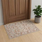 2' X 3' Ivory Gray And Rust Floral Area Rug