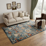 5' X 8' Ivory Rust And Teal Oriental Area Rug