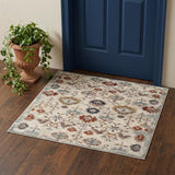 2' X 3' Beige Rust and Navy Oriental Power Loom Area Rug