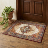 2' X 3' Ivory Red and Orange Medallion Power Loom Area Rug