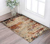 2' X 3' Orange And Black Abstract Area Rug