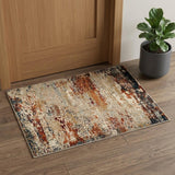 2' X 3' Orange And Black Abstract Area Rug