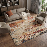 8' X 10' Orange and Black Abstract Power Loom Area Rug