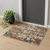 2' X 3' Tan Orange and Gray Abstract Power Loom Area Rug