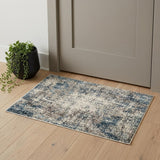 2' X 3' Ivory Blue and Gray Abstract Power Loom Area Rug