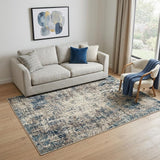 5' X 8' Ivory Blue and Gray Abstract Power Loom Area Rug
