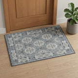 2' X 3' Charcoal and Ivory Medallion Power Loom Area Rug