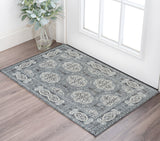 2' X 3' Charcoal and Ivory Medallion Power Loom Area Rug
