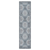 10' Charcoal and Ivory Medallion Power Loom Runner Rug