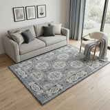 5' X 8' Charcoal and Ivory Medallion Power Loom Area Rug