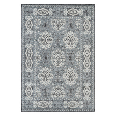 8' X 10' Charcoal And Ivory Medallion Area Rug