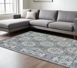 8' X 10' Charcoal And Ivory Medallion Area Rug