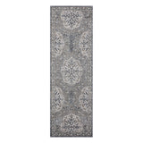 6' Charcoal and Gray Medallion Power Loom Runner Rug