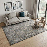 5' X 8' Charcoal and Gray Medallion Power Loom Area Rug