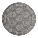 6' Charcoal And Gray Medallion Round Rug