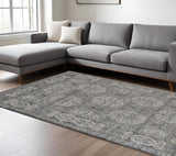 8' X 10' Charcoal And Gray Medallion Area Rug