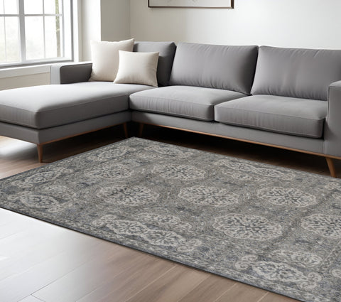 8' X 10' Charcoal And Gray Medallion Area Rug
