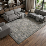 8' X 10' Charcoal And Gray Medallion Area Rug