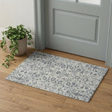 2' X 3' Charcoal Ivory And Light Blue Oriental Area Rug