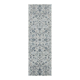 6' Charcoal and Gray Floral Power Loom Runner Rug