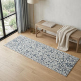 6' Charcoal and Gray Floral Power Loom Runner Rug