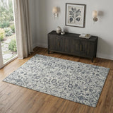 4' X 6' Charcoal and Gray Floral Power Loom Area Rug