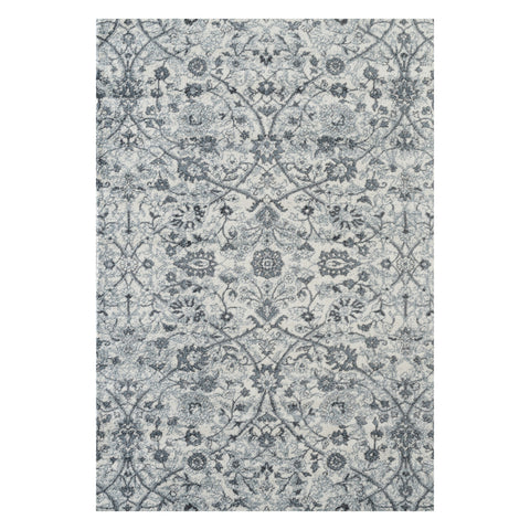 5' X 8' Charcoal And Ivory Floral Area Rug