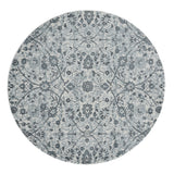 6' Charcoal and Gray Floral Power Loom Round Rug