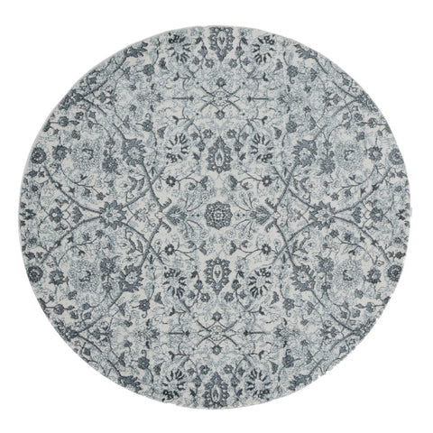 6' Charcoal and Gray Floral Power Loom Round Rug
