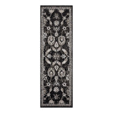 6' Ivory Black and Gray Oriental Power Loom Runner Rug
