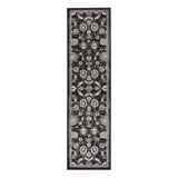 10' Ivory Black and Gray Floral Power Loom Runner Rug