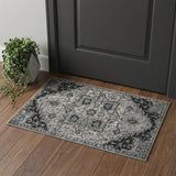 2' X 3' Black And Gray Medallion Area Rug