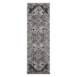 6' Black And Gray Medallion Runner Rug