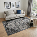 5' X 8' Black And Gray Medallion Area Rug