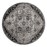 6' Black And Gray Medallion Round Rug