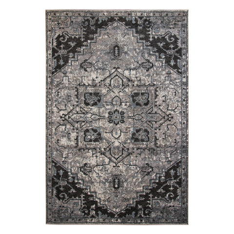 8' X 10' Black And Gray Medallion Area Rug