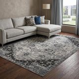 8' X 10' Black And Gray Medallion Area Rug