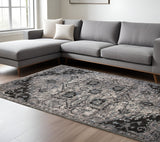 8' X 10' Black And Gray Medallion Area Rug
