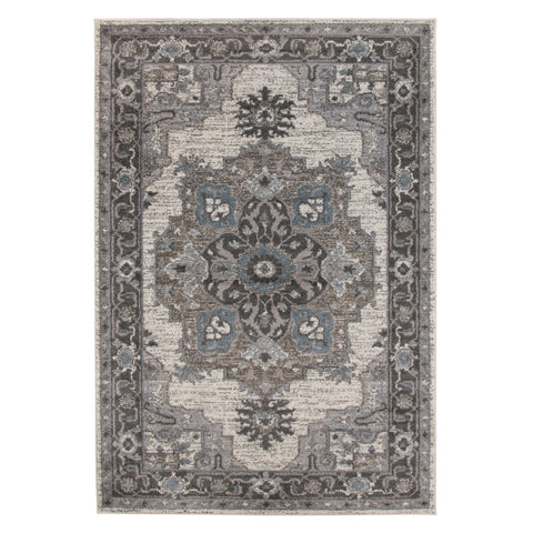 2' X 3' Ivory Taupe And Gray Medallion Area Rug