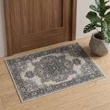 2' X 3' Ivory Taupe And Gray Medallion Area Rug