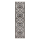 10' Ivory Taupe and Gray Medallion Power Loom Runner Rug