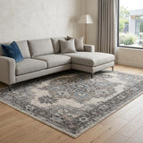 8' X 10' Ivory Taupe And Gray Medallion Area Rug