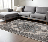 8' X 10' Ivory Taupe And Gray Medallion Area Rug