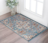 2' X 3' Ivory Gray and Orange Medallion Power Loom Area Rug