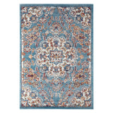 5' X 8' Ivory Blue and Orange Medallion Power Loom Area Rug