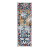 6' Blue Red and Orange Medallion Power Loom Runner Rug