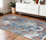 4' X 6' Blue Red and Orange Medallion Power Loom Area Rug